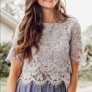 Gray Lace Crop Top